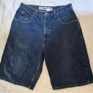 Anchor Blue Baggy Dark Wash Jean Shorts